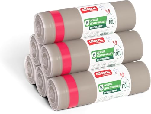 Bolsas de basura 110L Alfapac ideales para limpieza del jardín y mantenimiento del hogar 180 uds