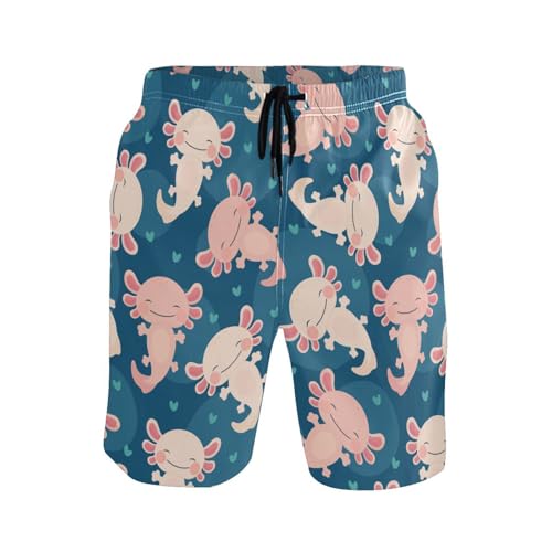Men's Swim Trunks Cute Axolotl Board Shorts Quick Dry Swimsuit Swimwear Holiday Party Bathing Suit