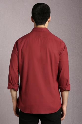 Image of Louis Philippe Men's Cotton Slim Fit Premium Textured Fabric Versatile Solid Easy Care, All Season Adapability Full Sleeve Casual Shirt