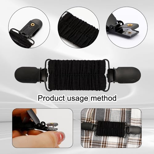 Image of 3PCS Dress Back Cinch - Adjustable Elastic Shawl Clips, Scarf & Cardigan Collar Clips for Tightening Dress, Sweaters, Shawls, Black