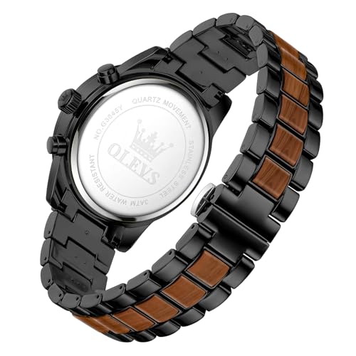 OLEVS Men Analog Quartz Waterproof Watches Multifunction Chronograph Diamond Moon Phase Luminous Silicone Band Wrist Watches - Image 5