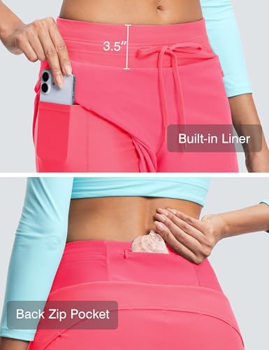 Image of Swim Board Shorts Women 5.5 inch / 7 inch | Built in Liner, Zipper Pockets, High Waisted, Quick Dry, UPF 50+, Stretchy, Swim Trunks for Women