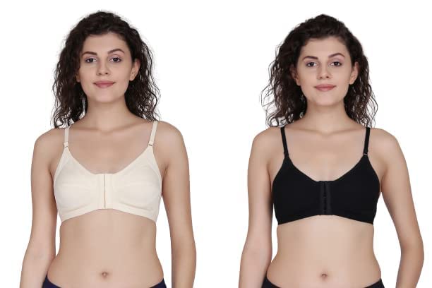Image of ELEG & STILANCE Women's Full Coverage Non-Padded Plus Size Front Open Feeding Bra - Soft, Comfortable & Durable Bra for Daily Use 5 Hook Multicolor (42)