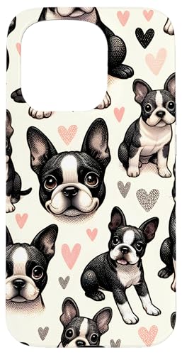 Beautiful Dogs Pattern Boston Terrier Case for iPhone 15 Pro