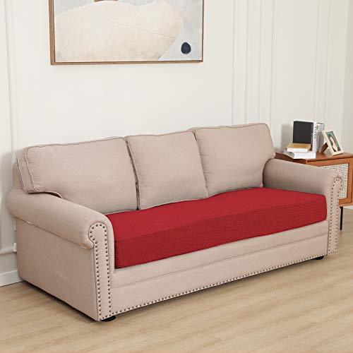 Image of Easy-Going Stretch 1 Piece Couch Cushion Cover for Sofa | Sofa Cushion Furniture Protector Sofa Seat sofa slipcover Washable sofa cover soft with Elastic Bottom Christmas Red