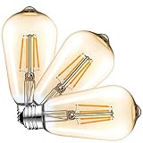 【Klassischer Vintage Retro-Look】 Diese wunderschönen Lampen, die auf Thomas Edisons originaler Glühbirne basieren. Die unverwechselbaren, goldgetönten LED-Glühbirnen bieten einen fantastischeren Industrie- und Retro-Look und sind eine coole Dekoration für Ihr Zuhause, Bars, Kaffeebars und Restaurants und andere Orte, an denen warmes Glühen benötigt wird.