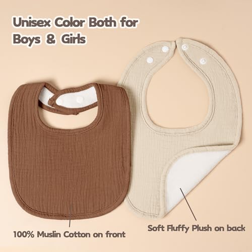 Image of Susurration Muslin Baby Drool Bibs 10Pack Soft Square Adjustable Bandana Bibs for Unisex Baby Girls & Boys