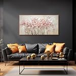 Textured Wall Art- Flower Wall Decor,Plant Pictures Wall Art Posters for Room Pink Wall Decor for Office and Living Room, 24" x 48"