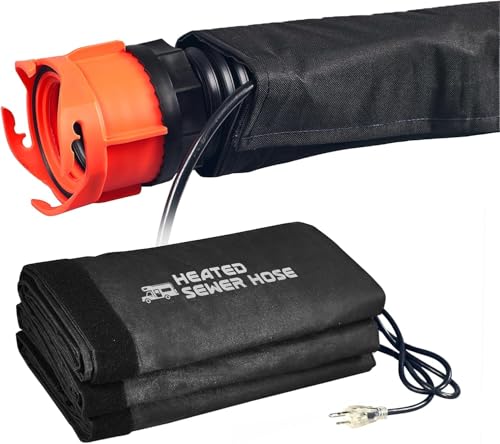 20FT Heated Sewer Hose Kit, Black RV Accessory (20FT Hose with Sleeve)