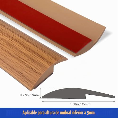 Miniatura 4 de Tira De Umbral Adhesiva Perfil De Transición Tiras De Transición De Suelo Perfil Pvc De Suelo Umbral De Transición Para Alfombra Compensación De Altura Inferior A 5mm 2m, Grano De Madera Amarillo