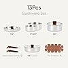 CAROTE 13pcs Tri-Ply Stainless Steel Cookware Set with Detachable Handle, Pots and Pans Set, Induction Kitchen Cooking Sets, RV/Camping Cookware, Oven Safe, Woodgrain Style #1
