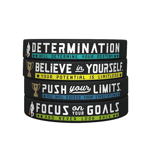 Inkstone (12-pack) Basketball Bracelets with Motivational Sports Quotes - Wholesale Pack of 12 Silicone Rubber Wristbands for Bulk Basketball Team Gifts and Party Favors - Unisex for Men Women - Thumbnail 5