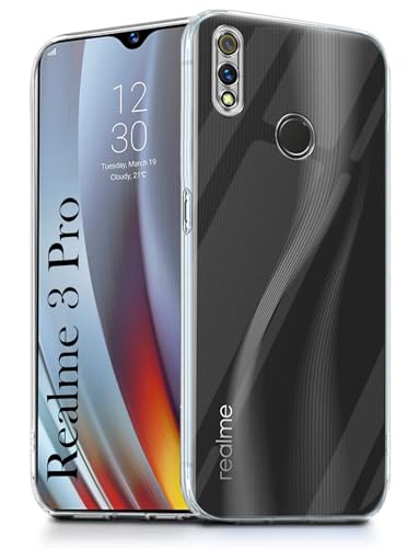 Image of Jkobi Back Cover for Realme 3 Pro (Silicone Clear Shockproof Case with Camera Protection | Soft and Flexible | Transparent)