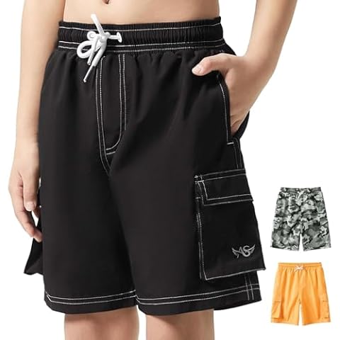 Angel season Boys Swim Trunks Drawstring Board Swimming Shorts for Kids Teens Bathing Suit Swimsuit Swimwear Black Size 14 Cover