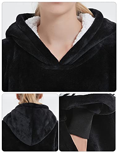 Image of KFUBUO Wearable Blanket Hoodie for Adults Long Sherpa All Patterns Oversized Sweatshirt Blanket with Pockets