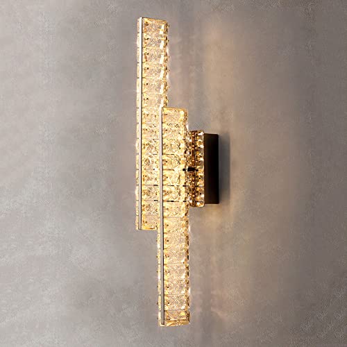 Jadssox Kristall-LED-Wandleuchte, Innenwandleuchte, Innenwandleuchte, 12-W-Waschtischleuchte, fest verdrahtete Wandlampen für Wohnzimmer, Schlafzimmer, Nachttisch, 3-Farbmodus, Wandfluter Cover