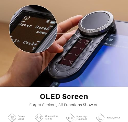 Image of HUION Keydial Remote K40 Bluetooth Programmable Keypad with Dual Dials 60 Customized Keys, OLED Display Macro Keypad Work with PC, Mac, Mobile, One-Hand Shortcut Keyboard for Drawing Tablet, Laptops