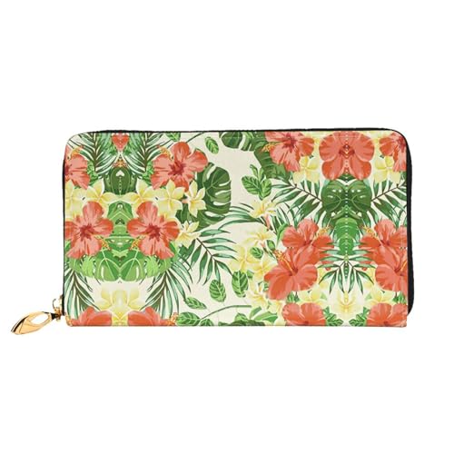 Portefeuille en cuir pour femme à zip Hojas Flores contre le désordre