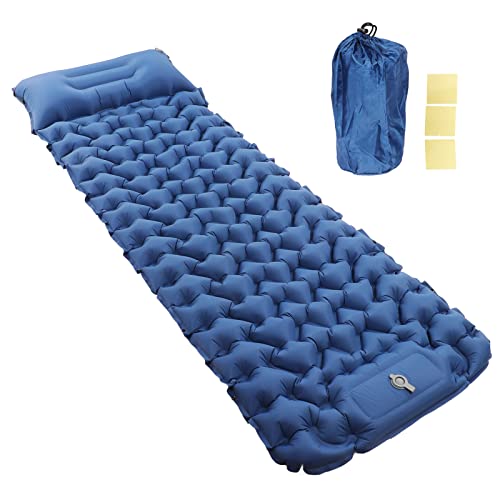 Matelas de camping gonflable double Pilipane bleu marine et leger