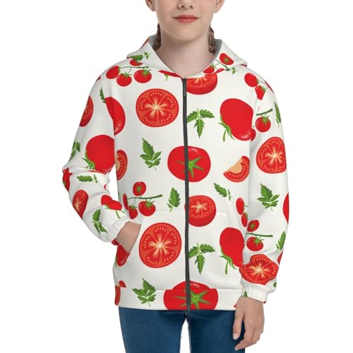 Fresh Red Tomato Kid Hoodies Boys Zip Up Sweatshirts Girls Pullover with Pocket3