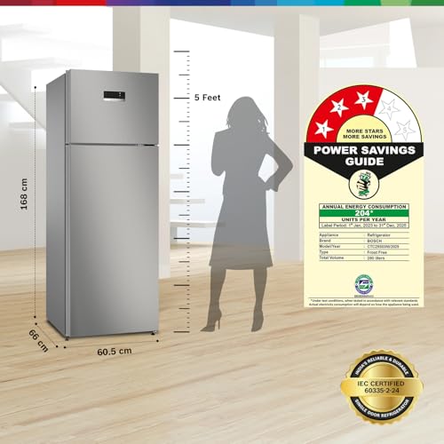 Image of Bosch Max Convert 290L Inverter Frost Free Refrigerator Appliance (CTC29S03NI, Convertible, Sparkly Steel, 2022 Model)