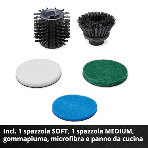 Einhell Spazzola Per Superfici Picobella 18/90 Power X-Change (18 V, Spazzola Pulizia Senza Fili, Protezione Spruzzi, Incl. 2 Spazzole, 3 Tamponi Di Pulizia, Supporto A Parete, Batteria Esclusa) - 10