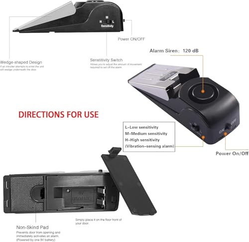 image for HNHMT Portable Door Lock & Door Stop Alarm Set, Dual Protection Home S