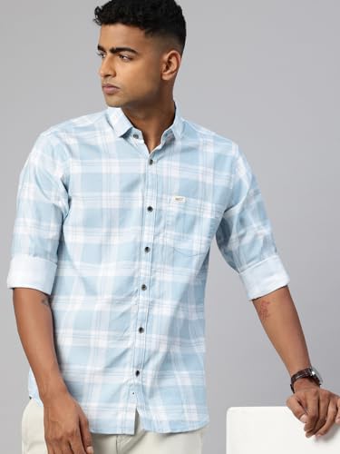 Image of Majestic Man Comfort Slim Fit Pure Cotton Checked Casual Shirt