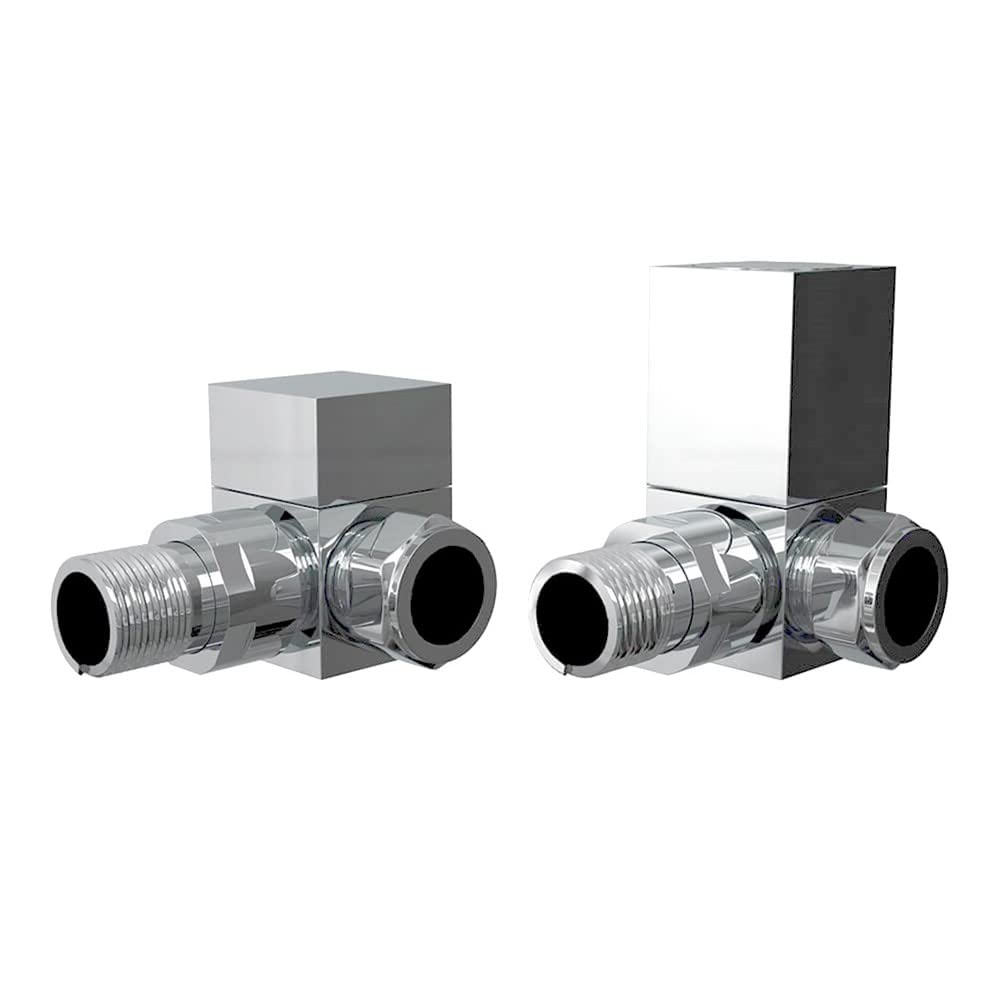 NRG Corner Manual Square Chrome Radiator Valves Standard 15mm Connection Central Heating Radiator or Towel Rail Valves