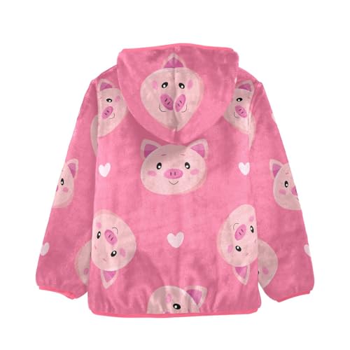 OTVEE Cute Cartoon Pigs Pink Kids Hoodie Jacket Fall Spring Full Zip Warm Outwear Coat2