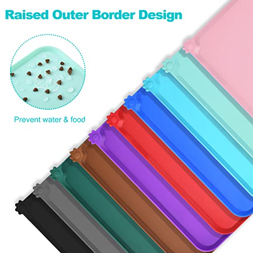 Juqiboom Silicone Waterproof Dog Cat Pet Feeding Mats, Non Slip, Easy Clean Pet Dog Cat Bowl Mats Placemat (18.5" X 11.5") Green #TOP3