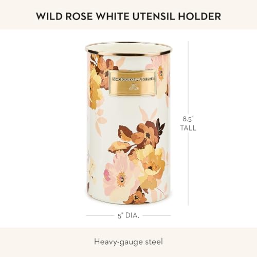 Image of MACKENZIE-CHILDS Enamel Utensil Holder, Wild Rose White