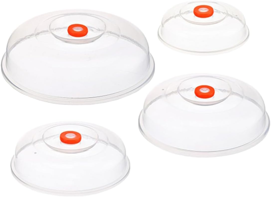 LABRIMP Microwave Food Covers Heat Resistant Plate Covers 4pcs Plastic Splatter Guards Protect Food and Prevent Mess for Microwave Oven Heating