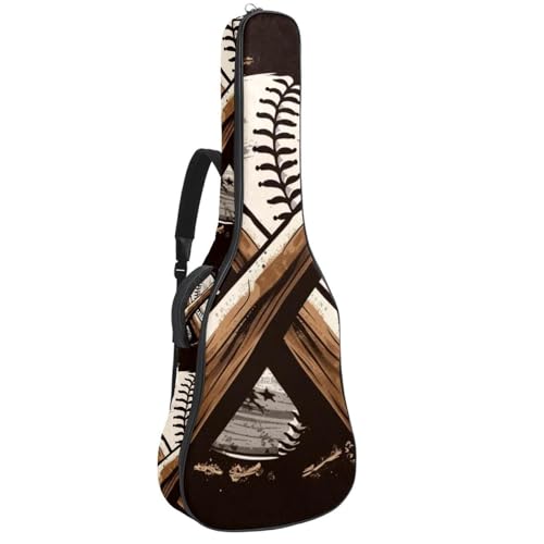 Housse guitare basse 101-104 cm imperméable et rembourrée avec motif baseball vintage