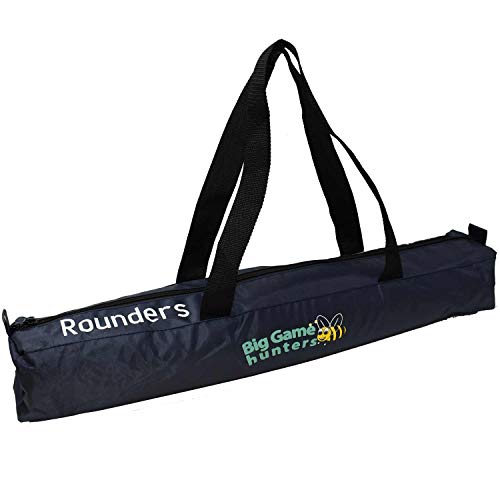 Big Game Hunters Quality Traditional Rounders Set with Hardwood Bat, Ball and Posts in a Canvas Bag