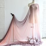 30D Coffee Pink Shade Chiffon Fabric Soft Dancing Scarf Ombre Chiffon Sewing Material Party Show Clothing Gradient Chiffon Gauze (1 Meter)