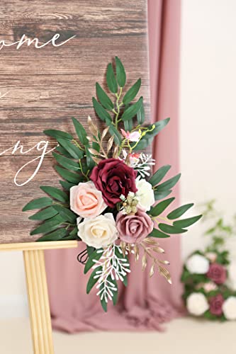 Doris Home Artificial Wedding Flowers Swag For Wedding Ceremony Sign Floral Decoration Burgundy #TOP4