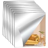 FujDun® Self Adhesive Acrylic Mirror,8"x8"x8 Pcs Full Length Wall Mirror Tiles,Shatterproof 2MM Thic