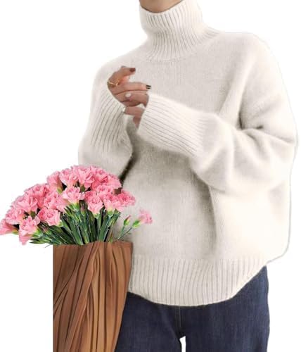 Women's Turtleneck Sweater Chunky Long Sleeve Knitted Roll Neck Tops Pullover Trendy 2024 Ladies Polo Neck Jumpers