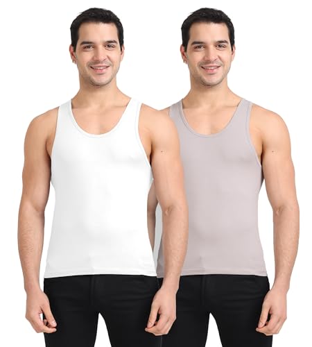 Image of Freecultr Cotton Vest for Men Sleeveless Lightweight Solid Round Neck Comfort Vest | Ultra-Soft Breathable Innerwear Sando for Gym, Sports, Workout, and Everyday Wear | Regular Fit and Durable Design