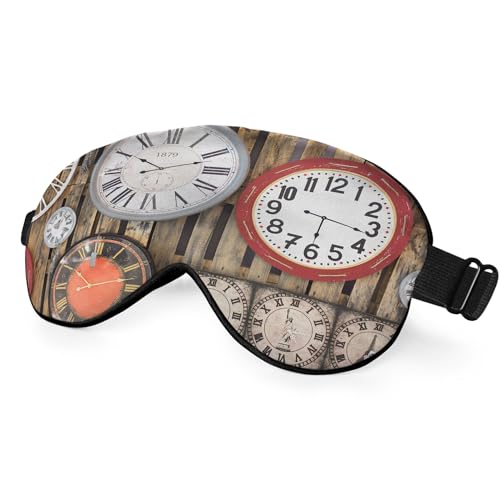 Antique Clock Eye Mask Sleeping Mask Old Time Passing Board Sleep Masks Silky Soft Eye Cover for Women Men Shading Blindfold for Air Travel Sleeping