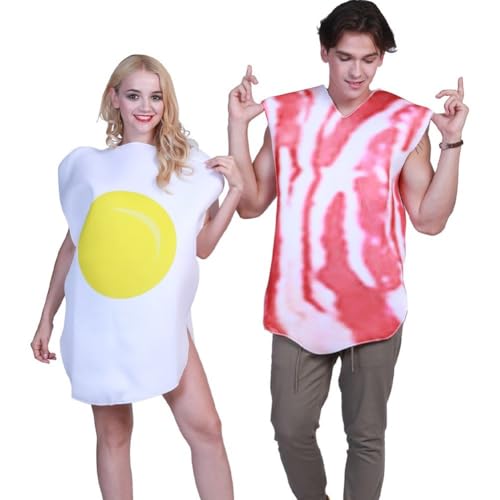 2 Disfraces de Halloween para parejas de tocino y huevos en talla única para adultos 5
