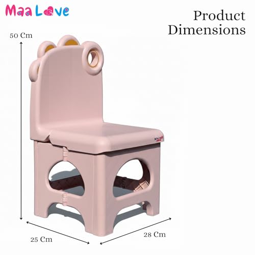 Image of Plastic Foldable Chair for Kids | School Study Chair for Indoor or Outdoor Use for Toddler Kids | Strong & Stable, Safe Rounded Edges | Capacity Up to 40 Kg (Pink)