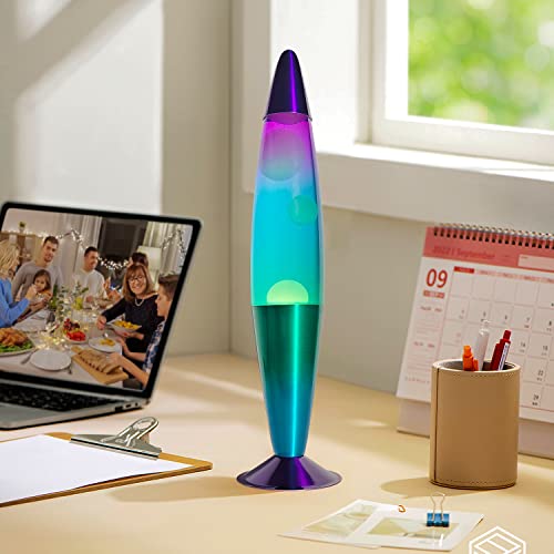 Image of 16 Inch Rainbow Motion Lamp, 2 Bulbs, Aurora Lamp, Night Light, Relaxing Mood Lighting for Adults, Home Office Decor, Birthday Present, Green Blue Purple