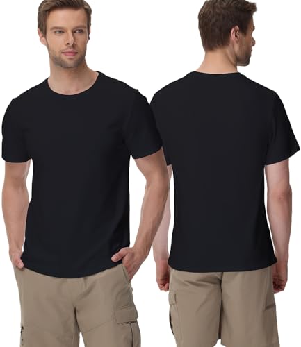 wirarpa Men's Cotton T-Shirt Short Sleeve Crew Neck Classic Undershirts for Men 2 Pack4
