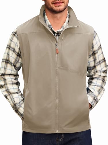 Yousify Mens Waterproof Softshell Vest Full Zip Sleeveless Jacket Lightweight Fleece Outerwear for Cycling Hiking Outdoor