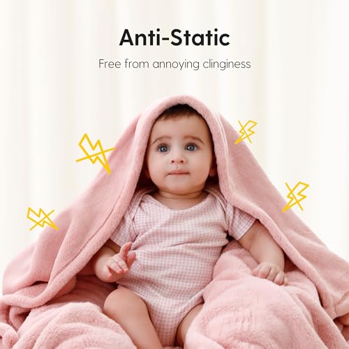 Image of Baby Blanket for Girls and Boys, Soft Milky Plush Fleece Blankets, 50x50 Inch Large Square Baby Blanket for Newborns and Toddlers, Perfect Newborn Gifts, Pink