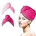 Produktbild Eastshining Haar Handtuch Wrap Turban Handtuch Mikrofaser Schnelltrocknend Duschhaube Trockner kopftuch mit Tasten Haartuch 2 Stück, pink und rosa