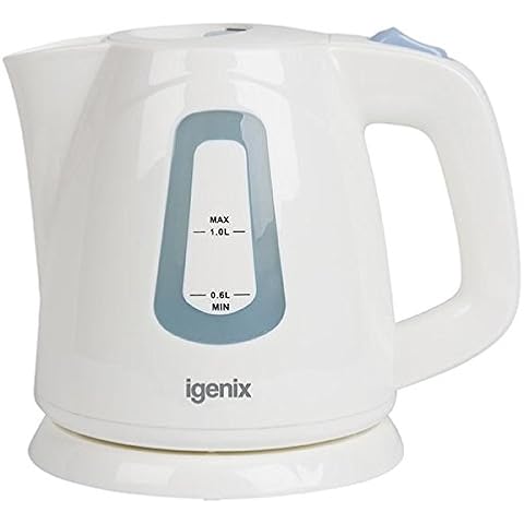 Igenix IG7458 Cordless Electric Compact Jug Kettle, Easy Open Lid and Removable, Washable Filter for Easy Cleaning, 2200 W, 1 Litre, White Cover