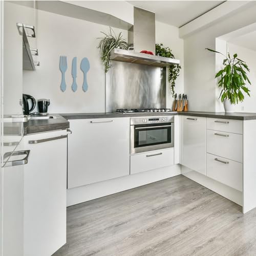 Decoración de pared de madera con cubiertos de 40 cm hechos a mano para cocina 5